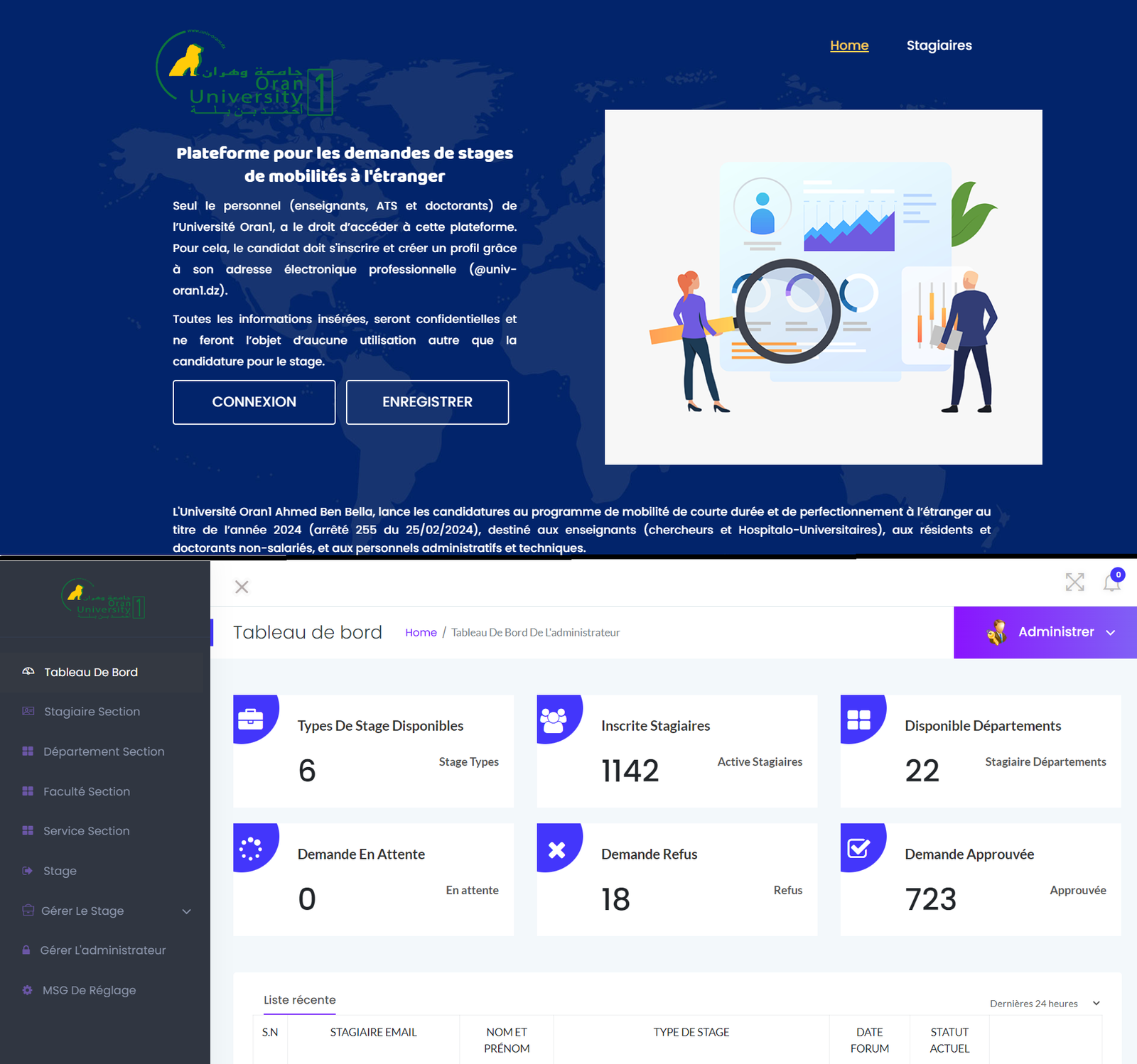 Plateforme d'Inscription en Ligne pour les Stages de Courte Durée